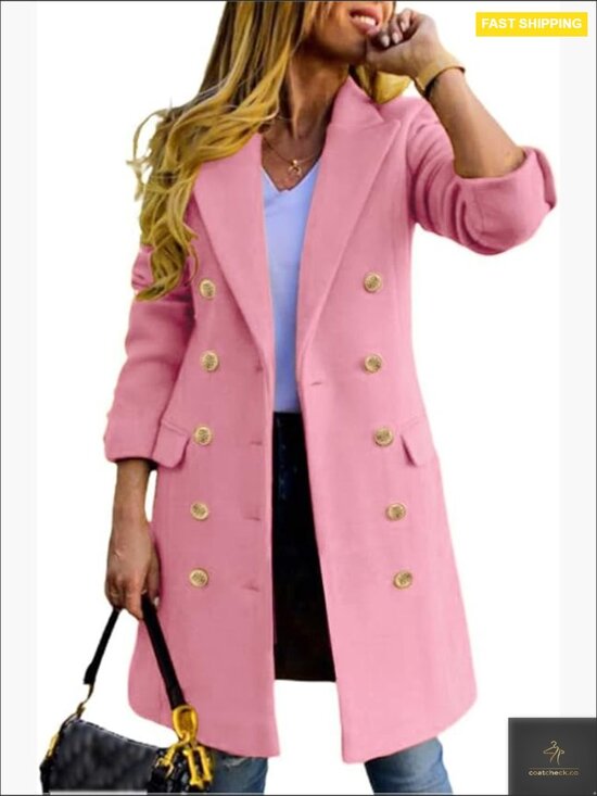 Jackets & Blazers - Double Breasted Wool Peacoat Trench Coat Warm Classic Notch Lapel Midi